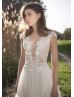 Beaded Ivory Tulle 3D Floral Appliques Wedding Dress